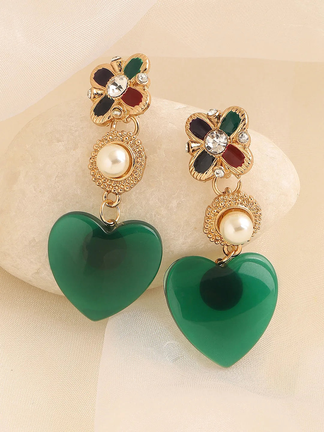 Gold Plated Party Designer Stone Drop Earring