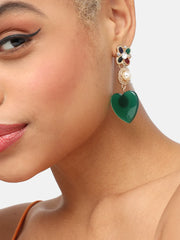 Gold Plated Party Designer Stone Drop Earring