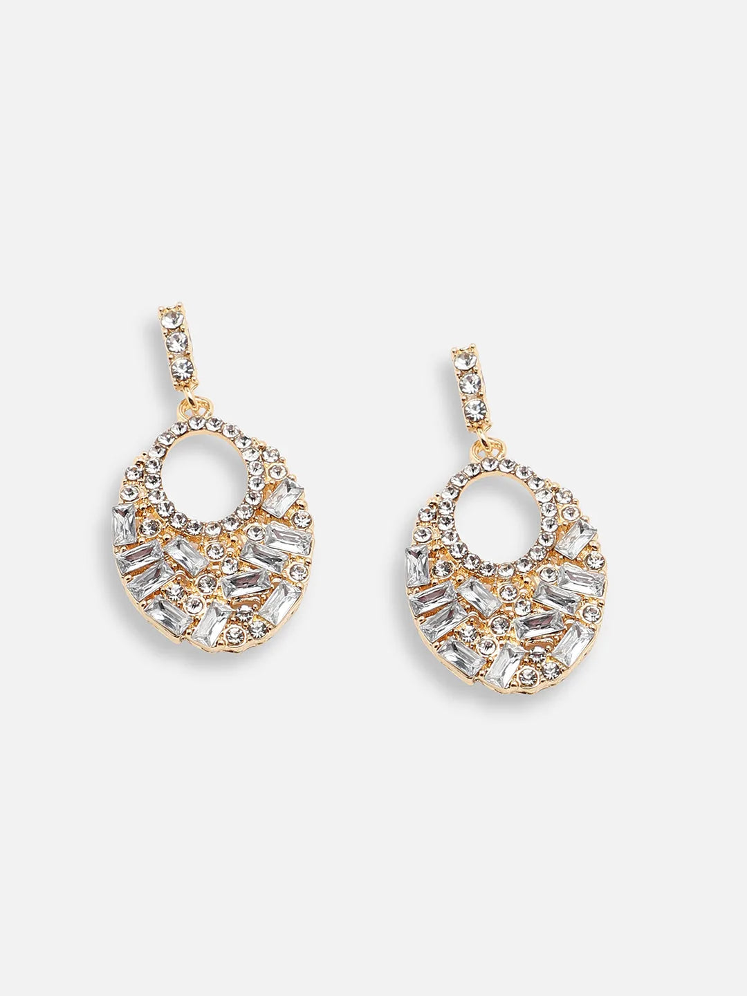 Gold Plated Party Designer Stone Drop Earring