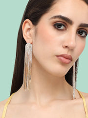 Silver Plated Designer Stone Party Drop Earring For Women