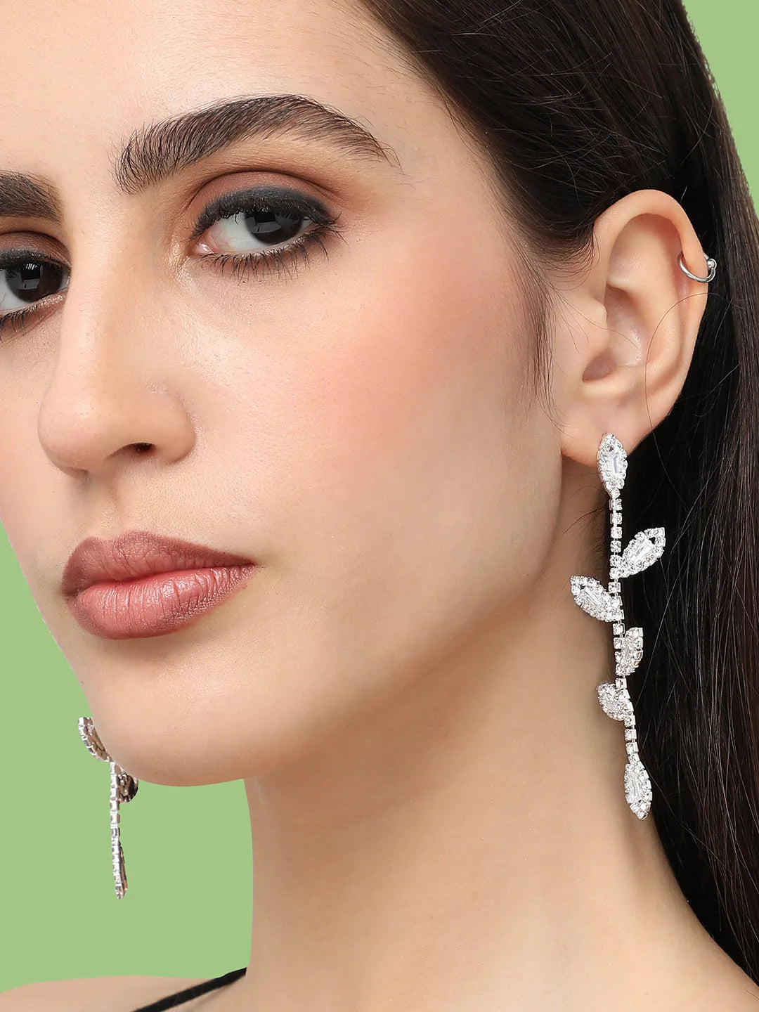 Silver Plated Designer Stone Party Drop Earring