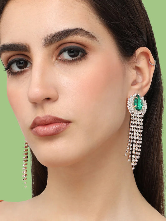 Gold Plated Designer Stone Party Drop Earring