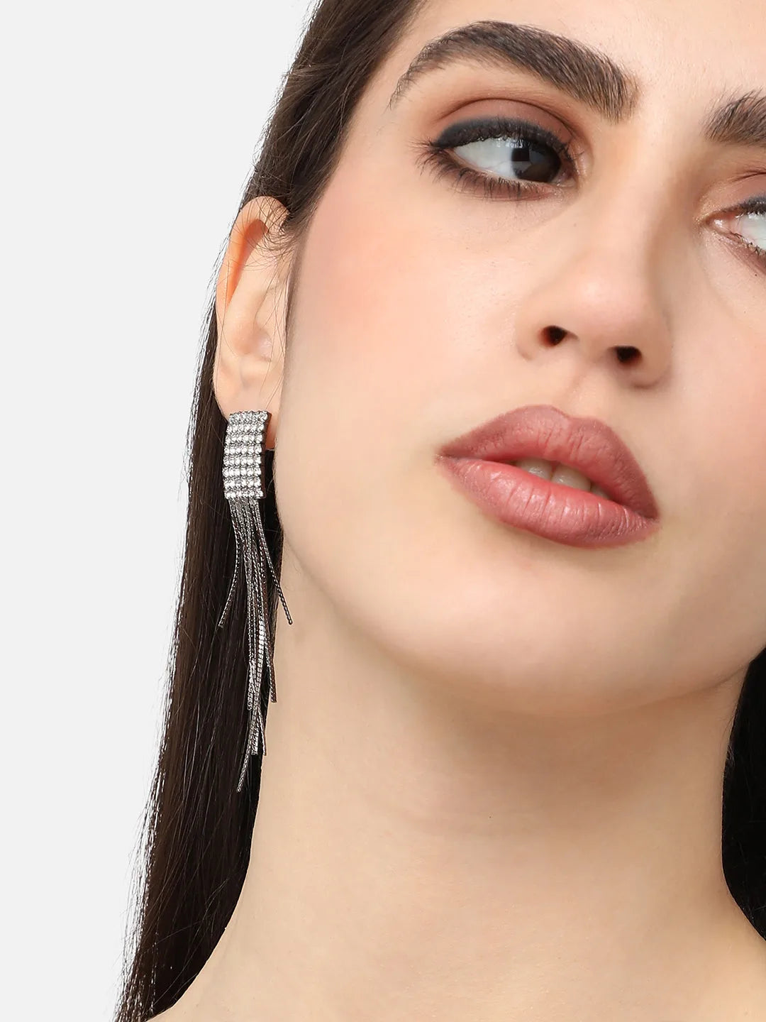 Silver Plated Designer Stone Party Drop Earring