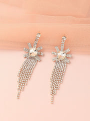 Silver Plated Designer Stone Party Drop Earring