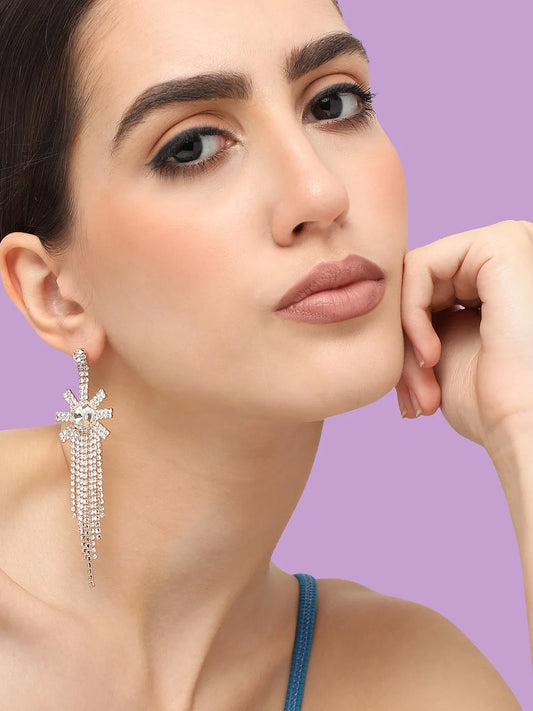 Silver Plated Designer Stone Party Drop Earring