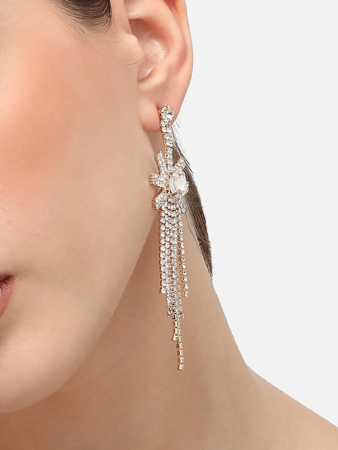 Silver Plated Designer Stone Party Drop Earring