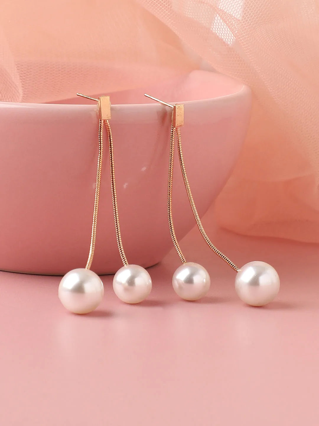 Gold Plated Pearls Party Drop Earring