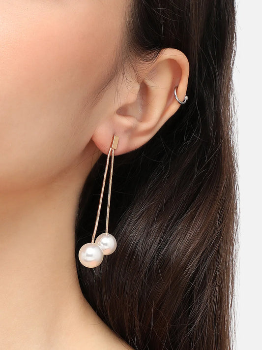 Gold Plated Pearls Party Drop Earring