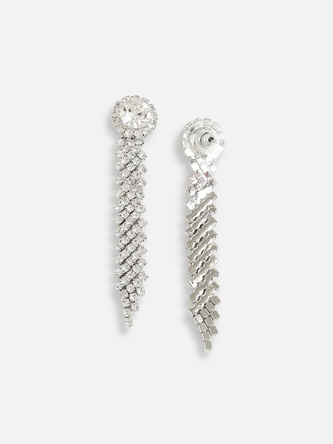 Silver Plated Designer Stone Party Drop Earring