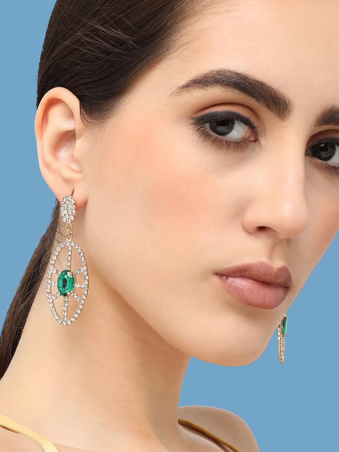 Gold Plated Designer Stone Party Drop Earring