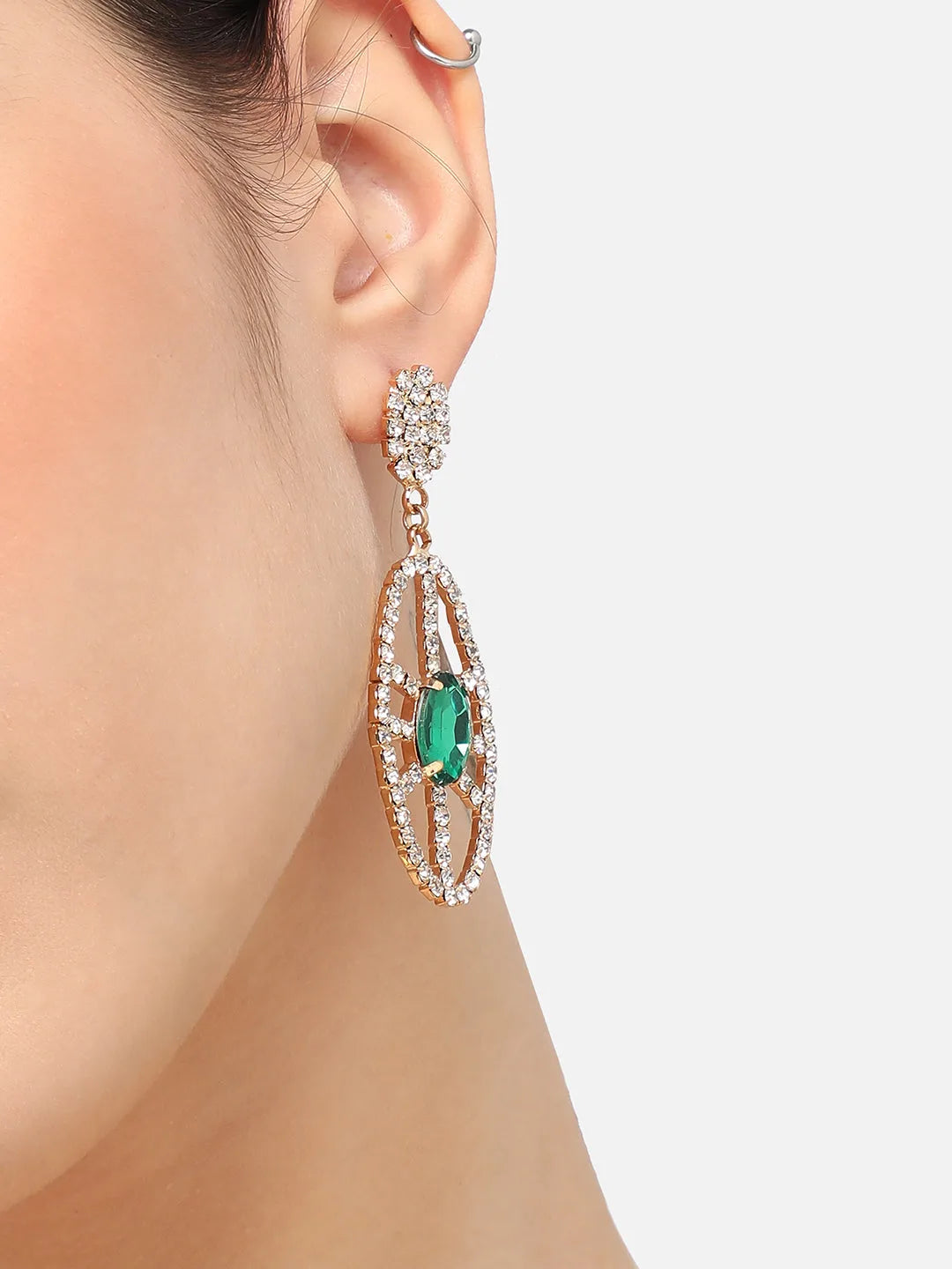 Gold Plated Designer Stone Party Drop Earring