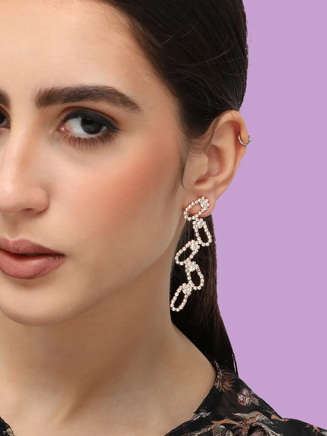 Silver Plated Designer Stone Party Drop Earring