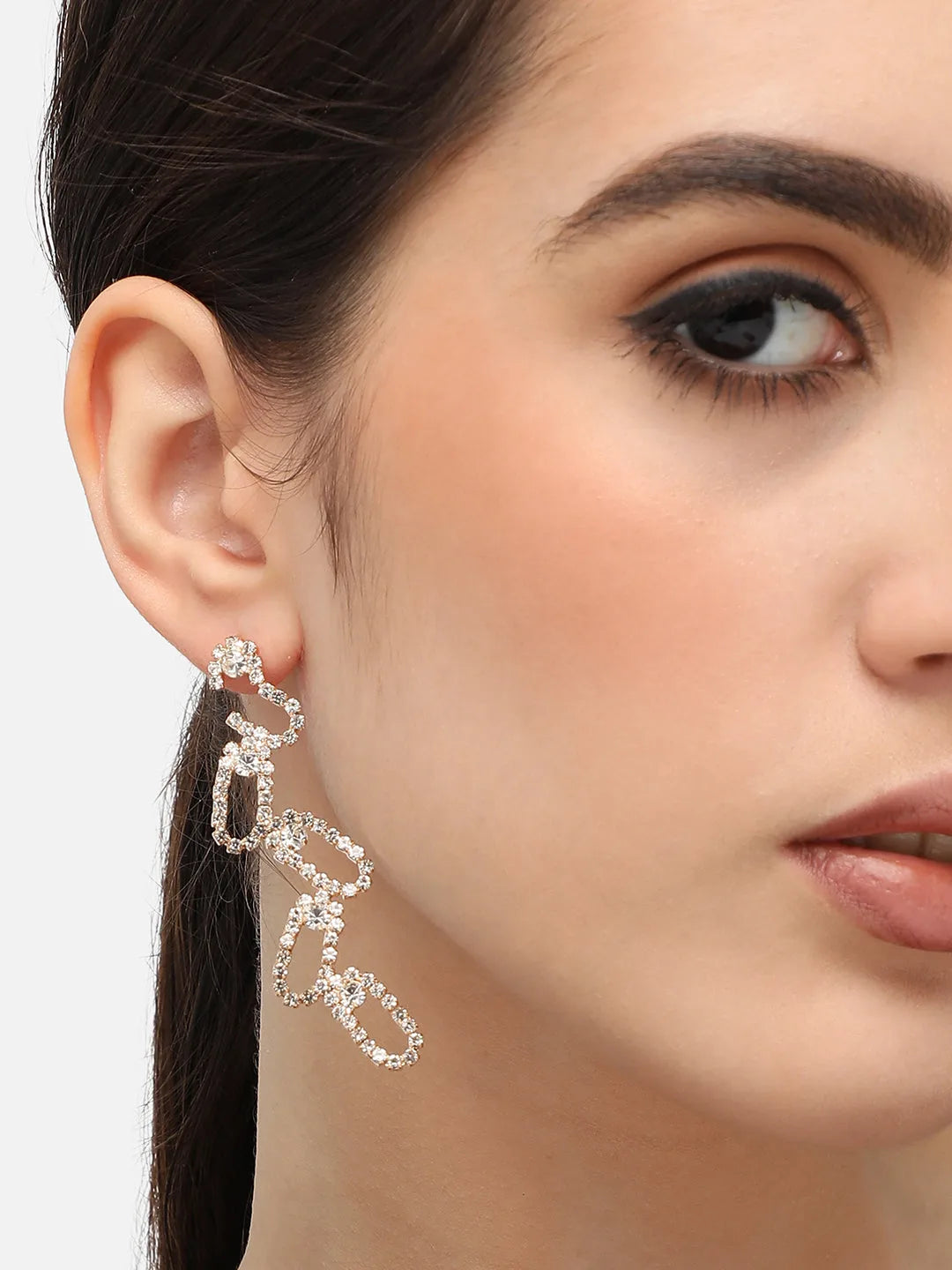 Silver Plated Designer Stone Party Drop Earring