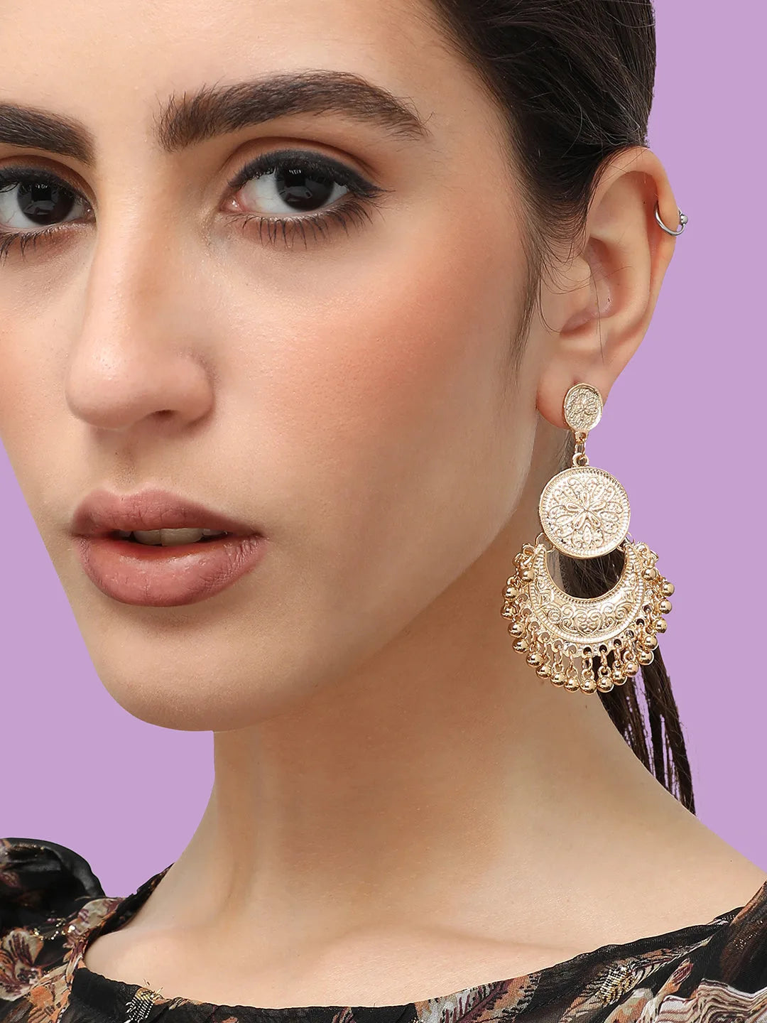 Gold Plated Designer Stone Party Drop Earring