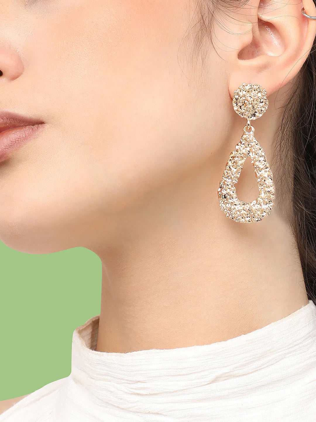 Gold Plated Designer Stone Party Drop Earring