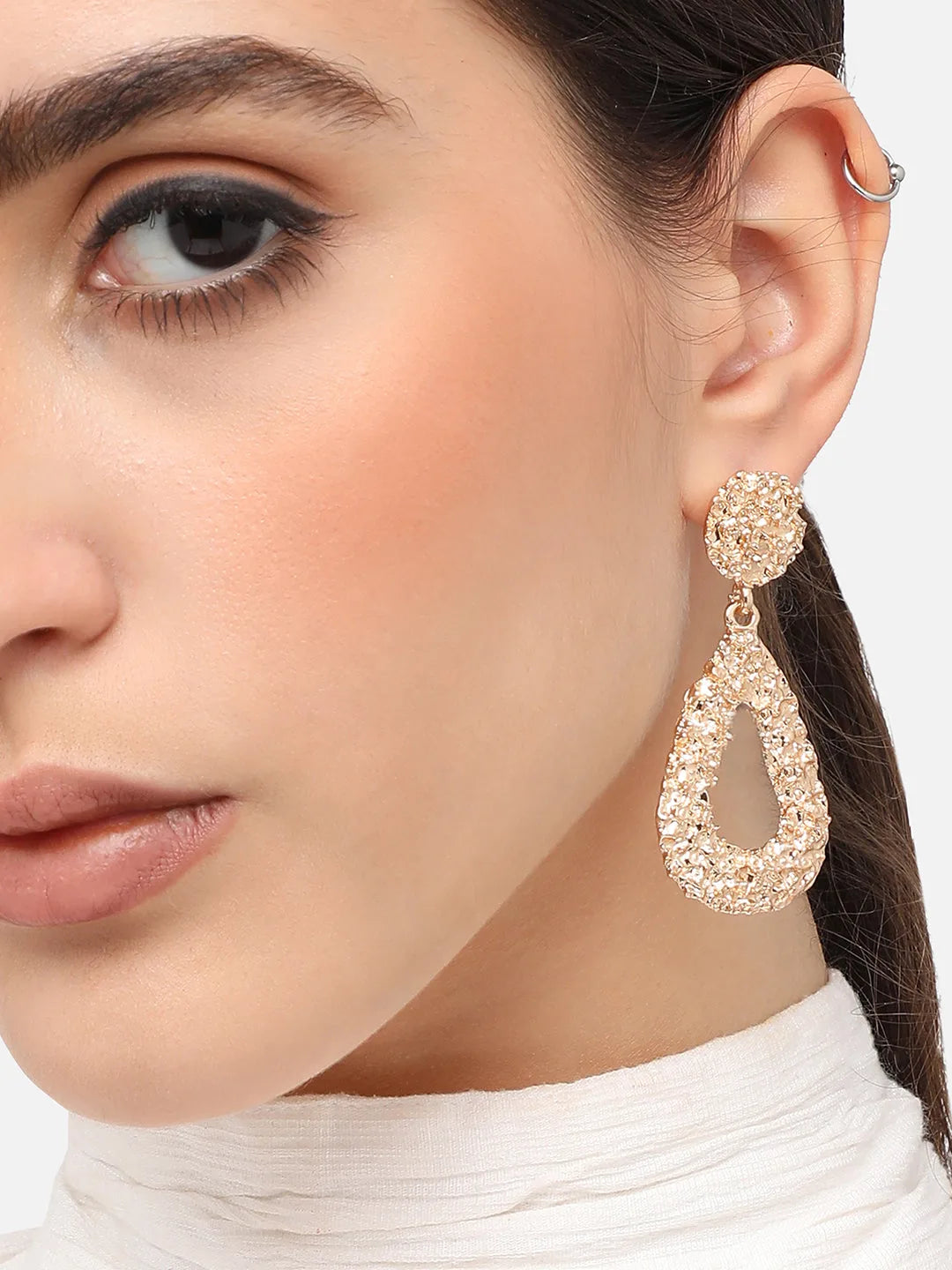 Gold Plated Designer Stone Party Drop Earring