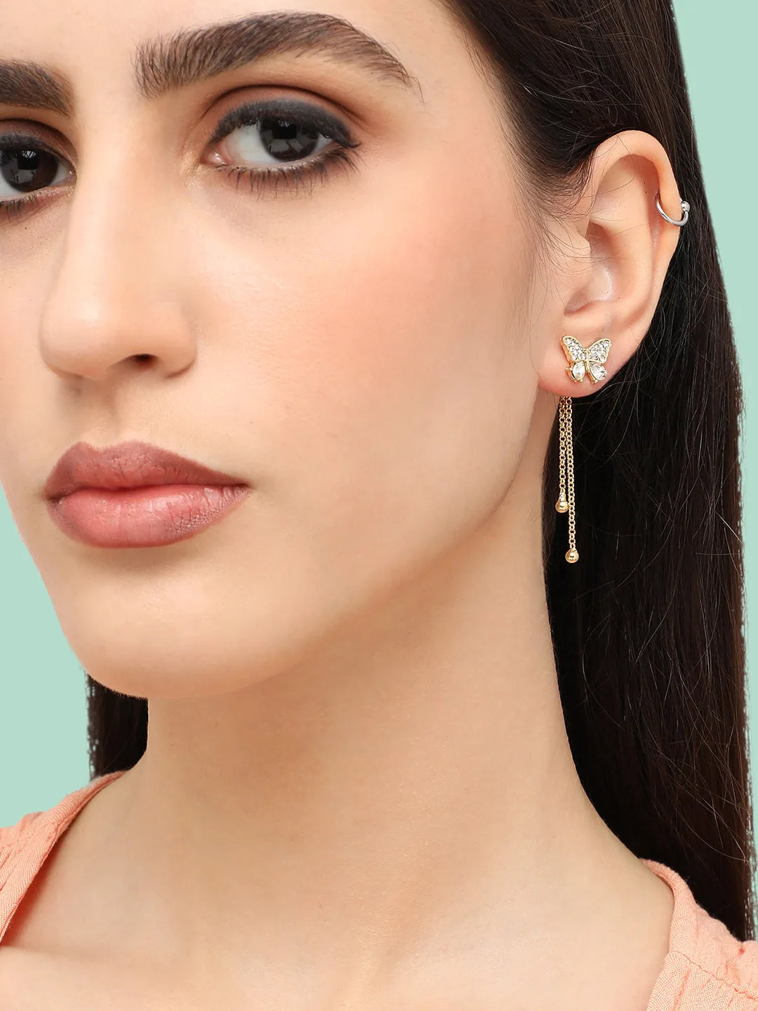 Gold Plated Designer Stone Casual Stud