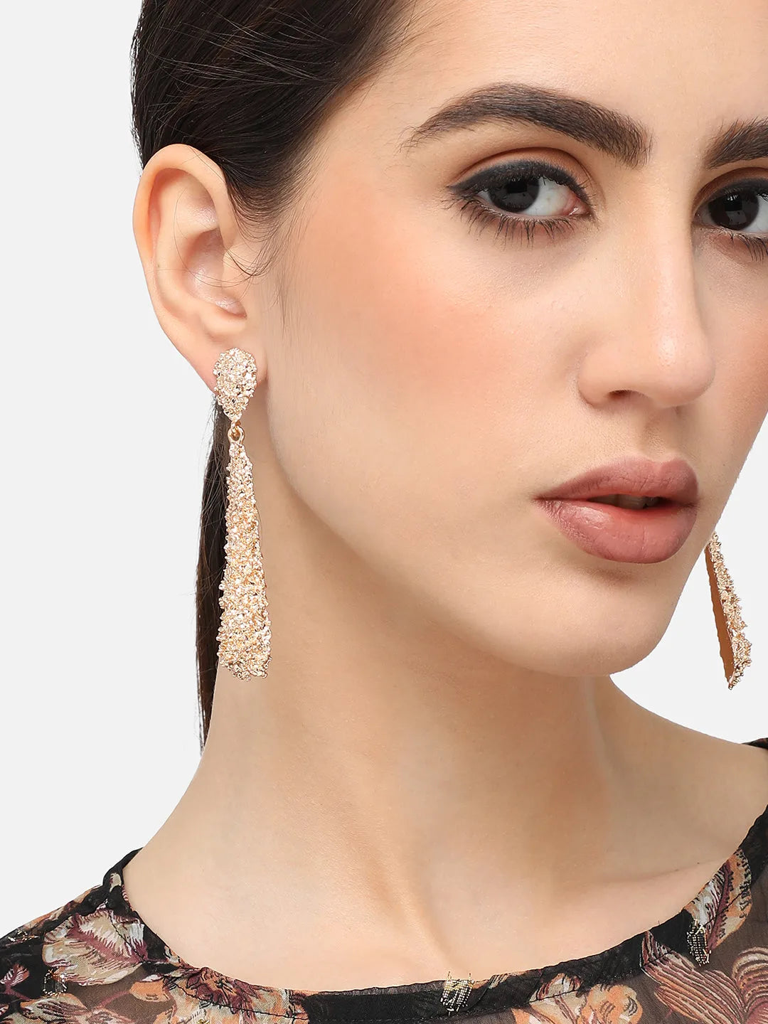 Gold Plated Designer Stone Party Drop Earring