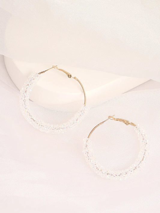 Gold Plated Designer Stone Casual Hoop Earring