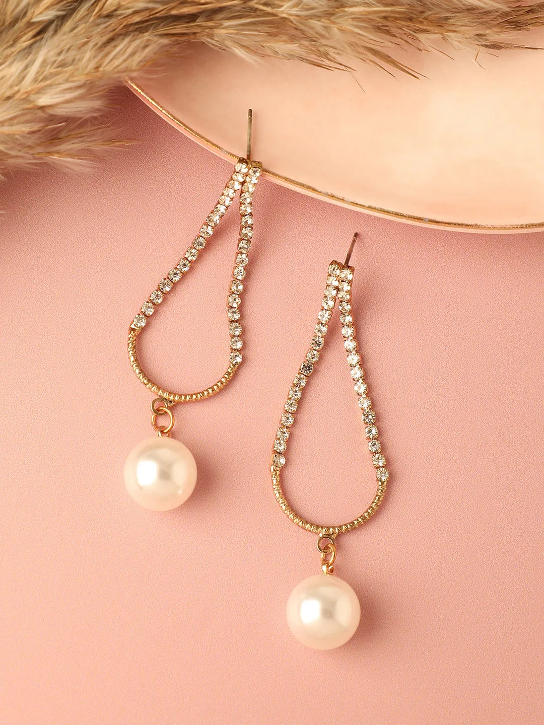 Gold Plated Pearls Party Drop Earring