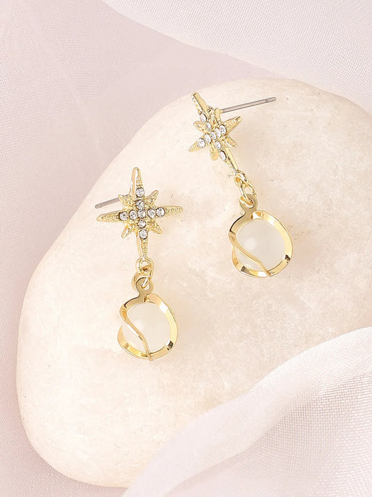 Gold Plated Designer Stone Party Drop Earring