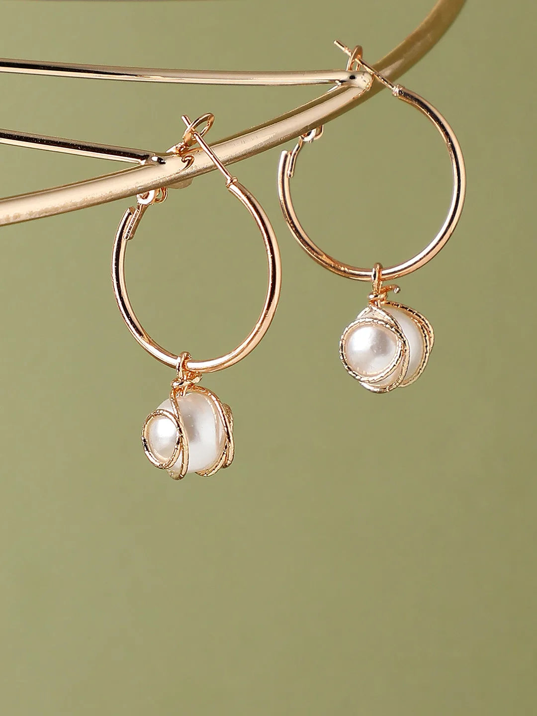 Gold Plated Pearls Casual Drop Earring