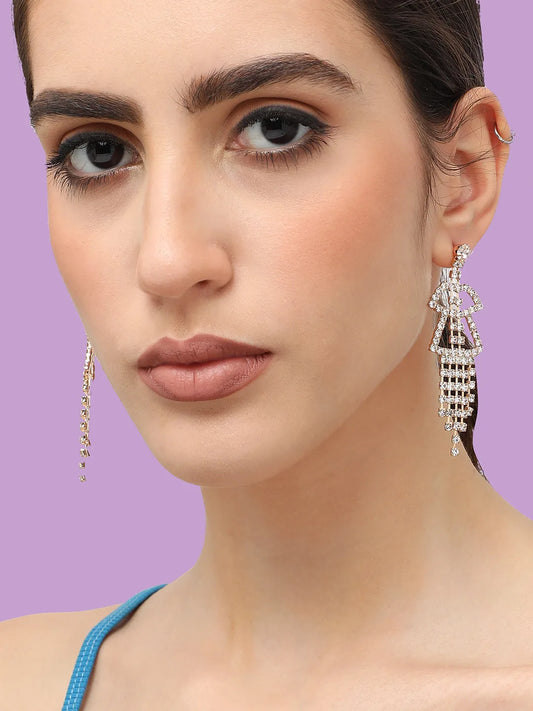 Gold Plated Designer Stone Party Drop Earring