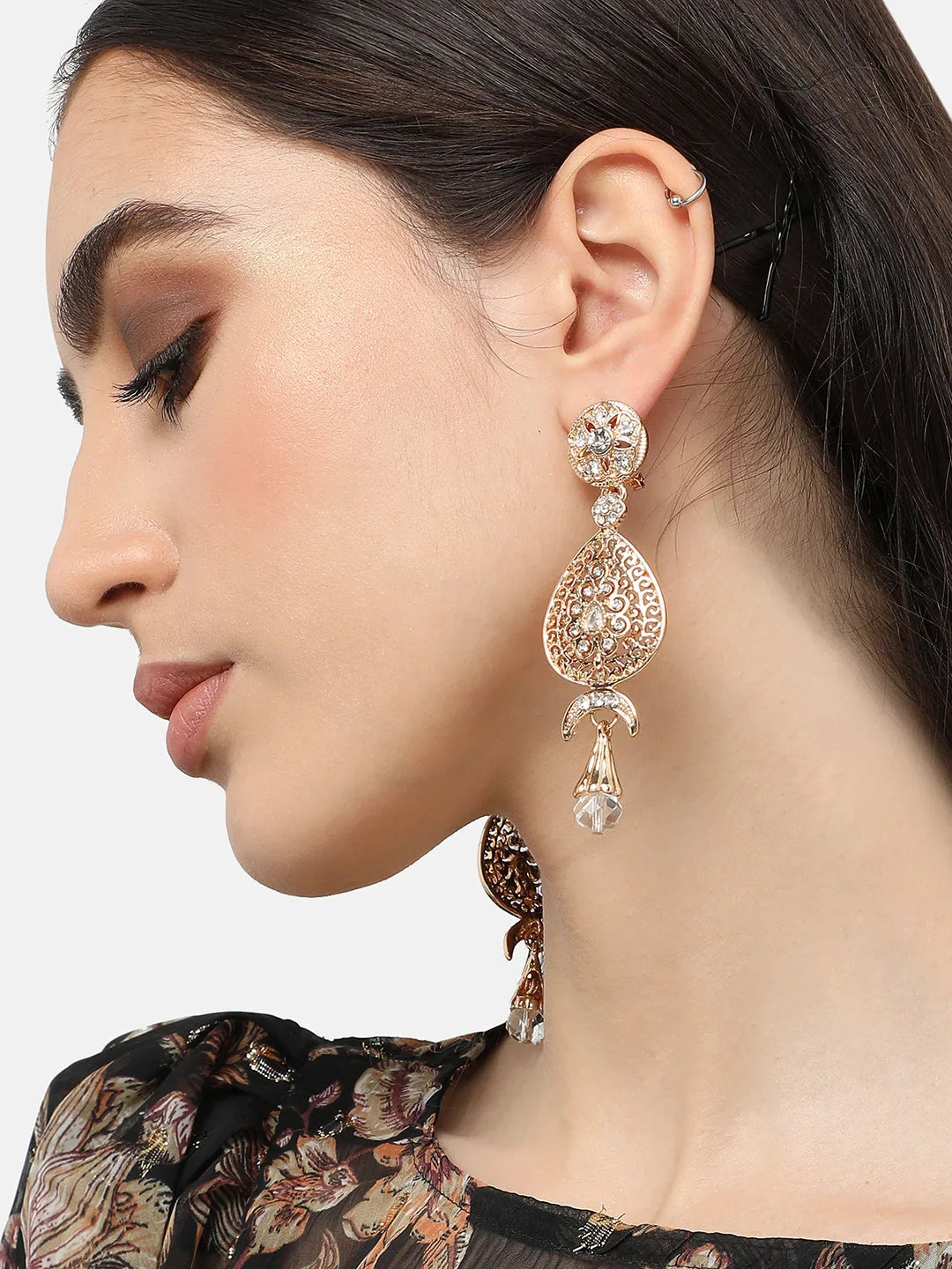 Gold Plated Designer Stone Party Drop Earring