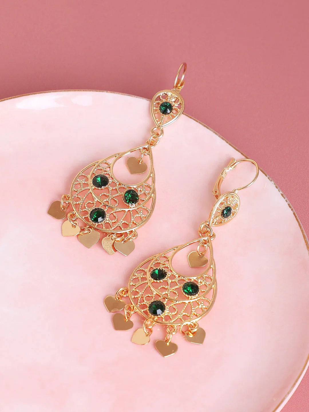 Gold Plated Designer Stone Party Drop Earring