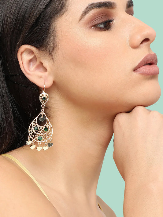 Gold Plated Designer Stone Party Drop Earring