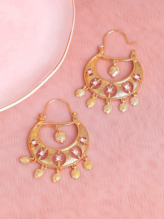 Gold Plated Designer Stone Party Drop Earring