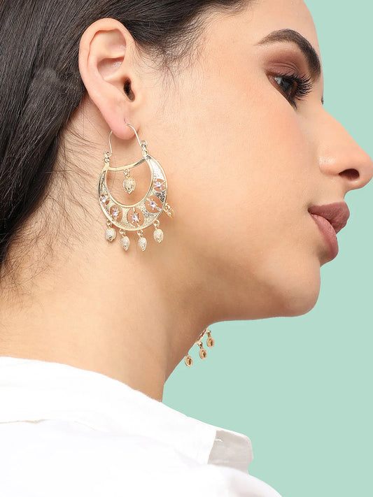 Gold Plated Designer Stone Party Drop Earring