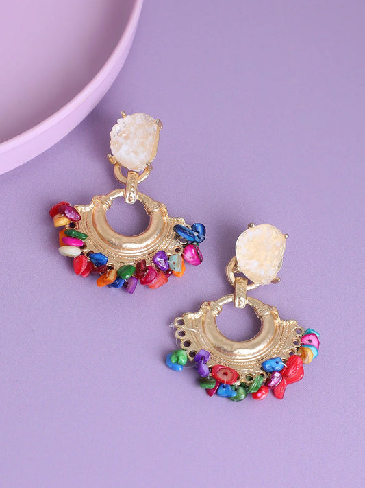 Gold Plated Designer Stone Party Drop Earring