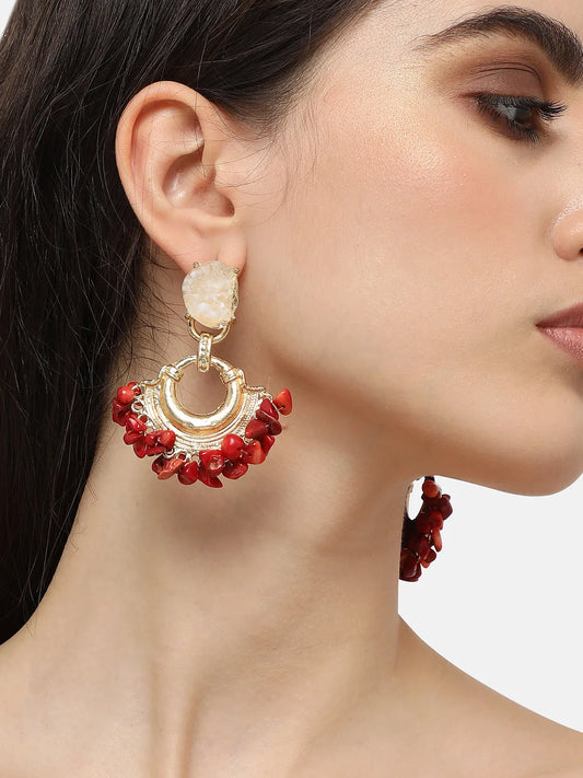 Gold Plated Designer Stone Party Drop Earring