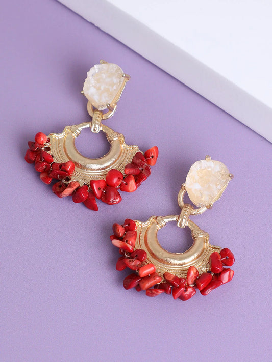 Gold Plated Designer Stone Party Drop Earring