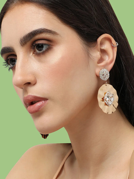 Gold Plated Designer Stone Party Drop Earring