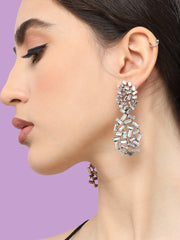 Silver Plated Designer Stone Party Drop Earring