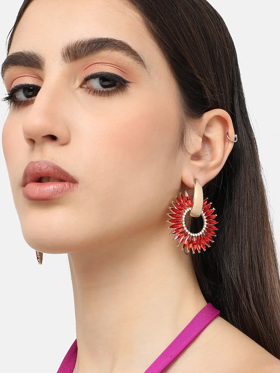 Gold Plated Designer Stone Party Drop Earring