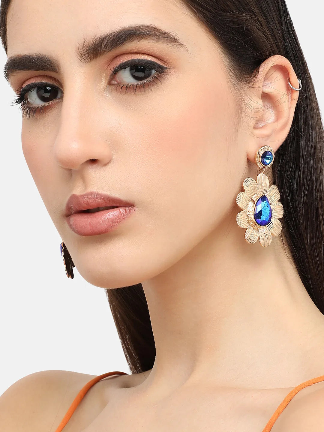 Gold Plated Designer Stone Party Drop Earring