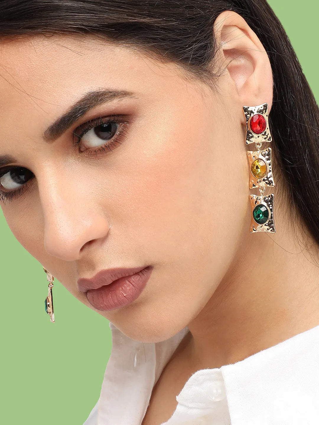 Gold Plated Designer Stone Party Drop Earring