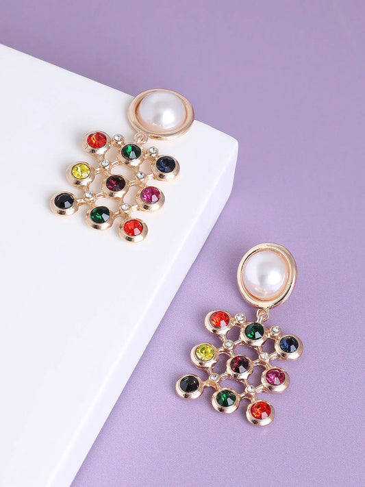 Gold Plated Designer Stone Party Drop Earring