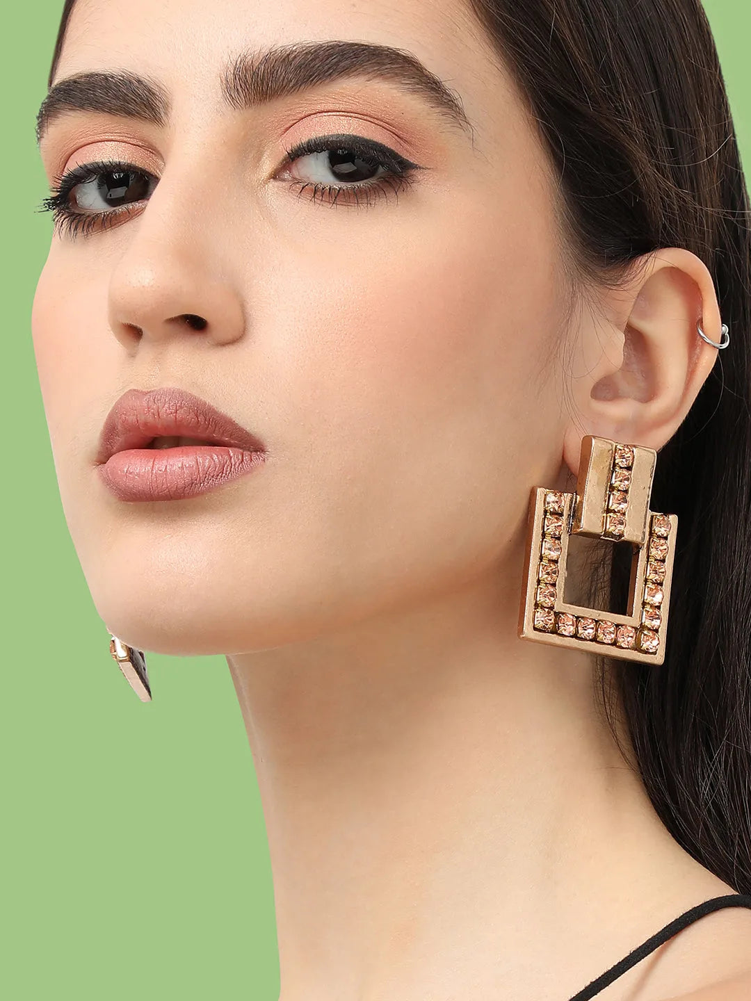 Gold Plated Designer Stone Party Drop Earring