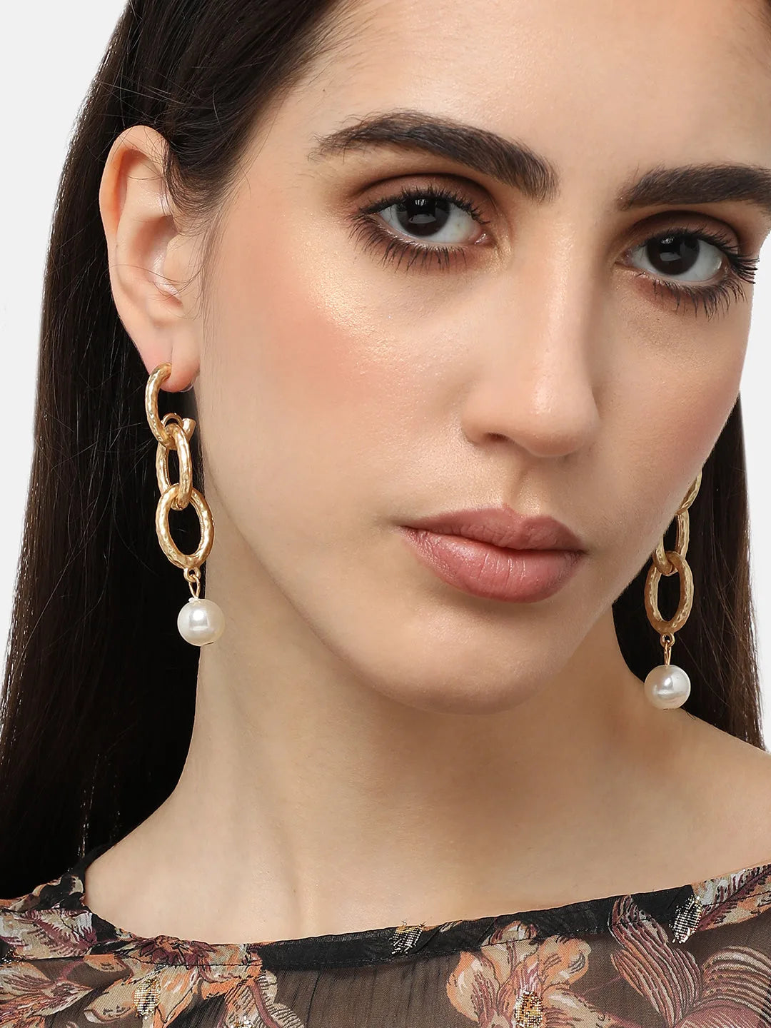 Gold Plated Pearls Casual Drop Earring