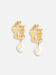 Gold Plated Pearls Casual Hoop Earring