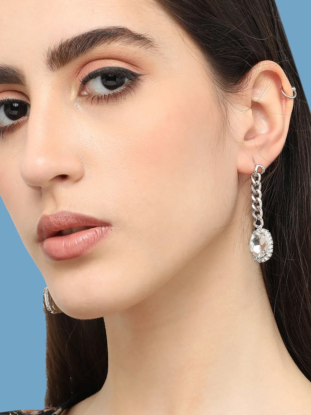 Silver Plated Designer Stone Party Drop Earring