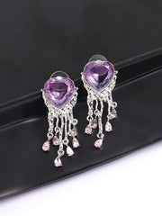 Silver Plated Designer Stone Party Drop Earring