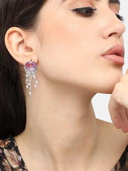 Silver Plated Designer Stone Party Drop Earring