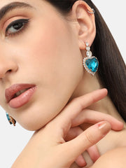 Silver Plated Designer Stone Party Drop Earring