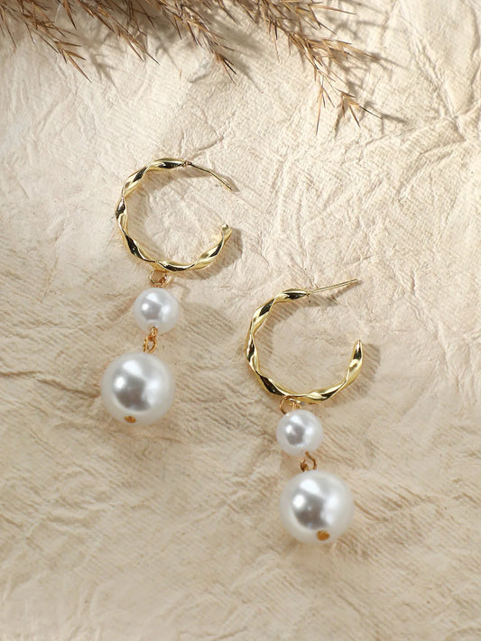 Gold Plated Pearls Casual Drop Earring