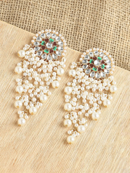 Gold Plated Party Designer Stone Drop Earring